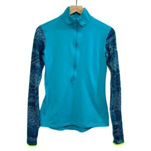 Nike Pro Dri- Fit Half Zip Women’s Medium Aqua Green Thumb Hole Polyester.